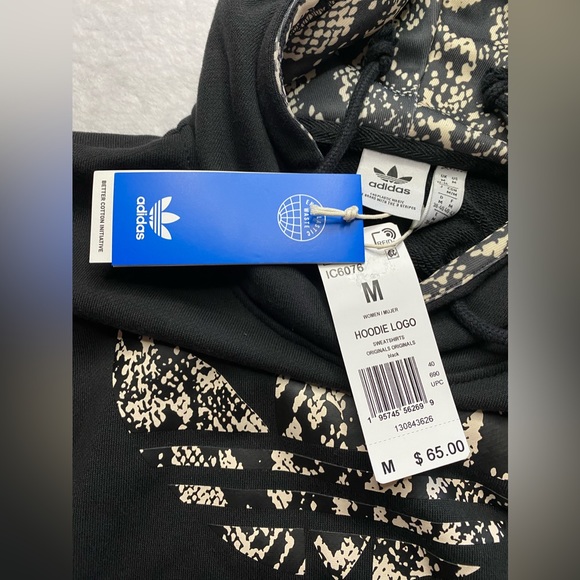 Adidas Originals Sz M Hoodie Logo Sweatshirt Women’s IC6076 Black $65 NWT - Picture 5 of 8